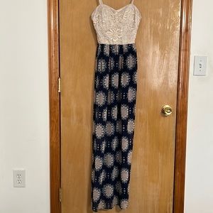 Pink and blue long dress